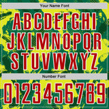 Custom Kelly Green Red Neon Yellow-White Brush Stroke Splatter Australia Style Sublimation Soccer Uniform Jersey