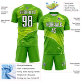Custom Neon Green White-Black Flowing Wave Australia Style Sublimation Soccer Uniform Jersey