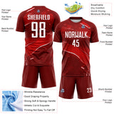 Custom Red-White Flowing Wave Sublimation Soccer Uniform Jersey