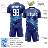 Custom Royal-White Flowing Wave Sublimation Soccer Uniform Jersey