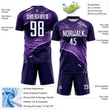 Custom Purple-White Flowing Wave Sublimation Soccer Uniform Jersey