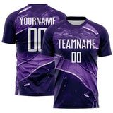 Custom Purple-White Flowing Wave Sublimation Soccer Uniform Jersey