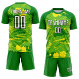 Custom Green White Light Yellow-Black Paint Splatter Halftone Dot Australia Style Sublimation Soccer Uniform Jersey