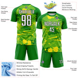 Custom Green White Light Yellow-Black Paint Splatter Halftone Dot Australia Style Sublimation Soccer Uniform Jersey