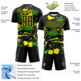 Custom Black Light Yellow-Grass Green Paint Splatter Halftone Dot Sublimation Soccer Uniform Jersey
