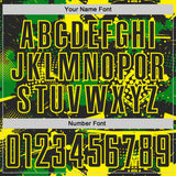 Custom Black Light Yellow-Grass Green Paint Splatter Halftone Dot Sublimation Soccer Uniform Jersey