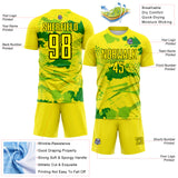 Custom Light Yellow Grass Green Neon Green-Black Paint Splatter Halftone Dot Australia Style Sublimation Soccer Uniform Jersey