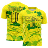 Custom Light Yellow Grass Green Neon Green-Black Paint Splatter Halftone Dot Australia Style Sublimation Soccer Uniform Jersey