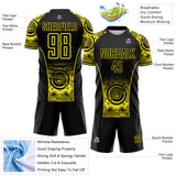 Custom Black-Light Yellow Australia Kangaroo Aboriginal Dot Art Sublimation Soccer Uniform Jersey
