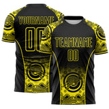 Custom Black-Light Yellow Australia Kangaroo Aboriginal Dot Art Sublimation Soccer Uniform Jersey