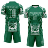 Custom Kelly Green-White Australia Kangaroo Aboriginal Dot Art Australia Kangaroo Sublimation Soccer Uniform Jersey