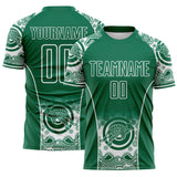 Custom Kelly Green-White Australia Kangaroo Aboriginal Dot Art Australia Kangaroo Sublimation Soccer Uniform Jersey