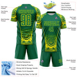 Custom Kelly Green-Light Yellow Australia Kangaroo Aboriginal Dot Art Australia Kangaroo Sublimation Soccer Uniform Jersey