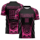 Custom Black-Pink Australia Kangaroo Aboriginal Dot Art Australia Kangaroo Sublimation Soccer Uniform Jersey