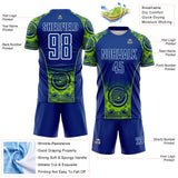 Custom Royal Neon Green-White Australia Kangaroo Aboriginal Dot Art Australia Kangaroo Sublimation Soccer Uniform Jersey