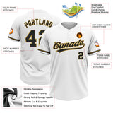 Custom White Black-Old Gold Two-Button Unisex Softball Jersey