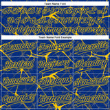 Custom Royal Yellow 3D Pattern Abstract Network Two-Button Unisex Softball Jersey