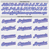 Custom White Purple Pinstripe Light Blue Two-Button Unisex Softball Jersey
