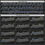 Custom Black Old Gold Pinstripe Royal Two-Button Unisex Softball Jersey