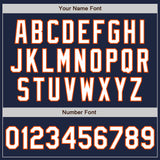 Custom Navy Orange Pinstripe White Two-Button Unisex Softball Jersey