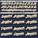 Custom Navy Old Gold Pinstripe White Two-Button Unisex Softball Jersey