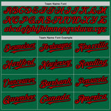 Custom Kelly Green Black Pinstripe Red Two-Button Unisex Softball Jersey