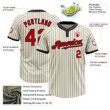 Custom Cream Black Pinstripe Red Two-Button Unisex Softball Jersey