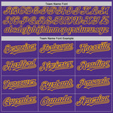 Custom Purple Gold Pinstripe Gold Two-Button Unisex Softball Jersey