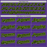 Custom Purple Black Pinstripe Neon Green Two-Button Unisex Softball Jersey