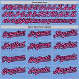 Custom Light Blue Black Pinstripe Pink Two-Button Unisex Softball Jersey