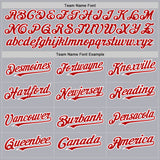 Custom Gray Red Pinstripe White Two-Button Unisex Softball Jersey