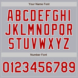 Custom Gray Red Pinstripe White Two-Button Unisex Softball Jersey