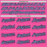 Custom Pink Black Pinstripe Light Blue Two-Button Unisex Softball Jersey