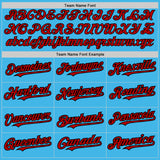 Custom Sky Blue Black Pinstripe Red Two-Button Unisex Softball Jersey