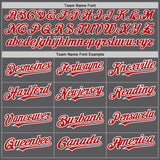Custom Steel Gray Red Pinstripe White Two-Button Unisex Softball Jersey