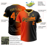 Custom Black Orange-Old Gold Gradient Fashion Two-Button Unisex Softball Jersey