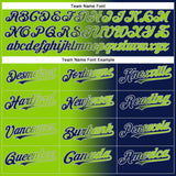 Custom Navy Neon Green-Gray Gradient Fashion Two-Button Unisex Softball Jersey