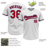 Custom White Red-Royal Two-Button Unisex Softball Jersey