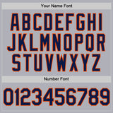 Custom Gray Navy-Orange Two-Button Unisex Softball Jersey