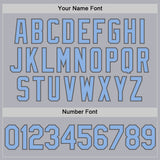 Custom Gray Light Blue-Steel Gray Two-Button Unisex Softball Jersey