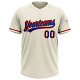 Custom Cream Royal-Red Two-Button Unisex Softball Jersey