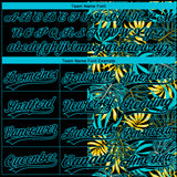 Custom Black Lakes Blue 3D Pattern Hawaii Tropical Palm Leaves Two-Button Unisex Softball Jersey