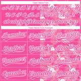 Custom Pink White 3D Pattern Tropical Palm Leaves And Famingo Two-Button Unisex Softball Jersey