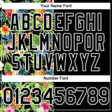 Custom Black White 3D Pattern Hawaii Tropical Pineapples, Palm Leaves And Flowers Two-Button Unisex Softball Jersey