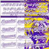 Custom White Purple 3D Pattern Tropical Palm Leaves Two-Button Unisex Softball Jersey