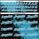 Custom Panther Blue Black-White 3D Pattern Abstract Brush Stroke Two-Button Unisex Softball Jersey