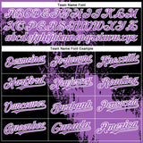 Custom Medium Purple Black-White 3D Pattern Abstract Brush Stroke Two-Button Unisex Softball Jersey