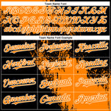 Custom Bay Orange Black-White 3D Pattern Abstract Brush Stroke Two-Button Unisex Softball Jersey