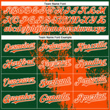 Custom Orange Green-White 3D Pattern Abstract Brush Stroke Two-Button Unisex Softball Jersey