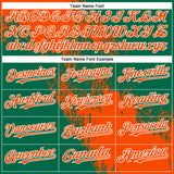 Custom Orange Kelly Green-White 3D Pattern Abstract Brush Stroke Two-Button Unisex Softball Jersey